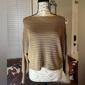 Lightweight Tan Boatneck Sweater—Small